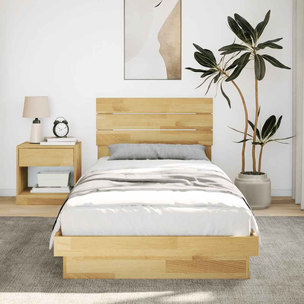 Sengeramme med sengegavl uten madrass 80x200 cm Heltre Eik