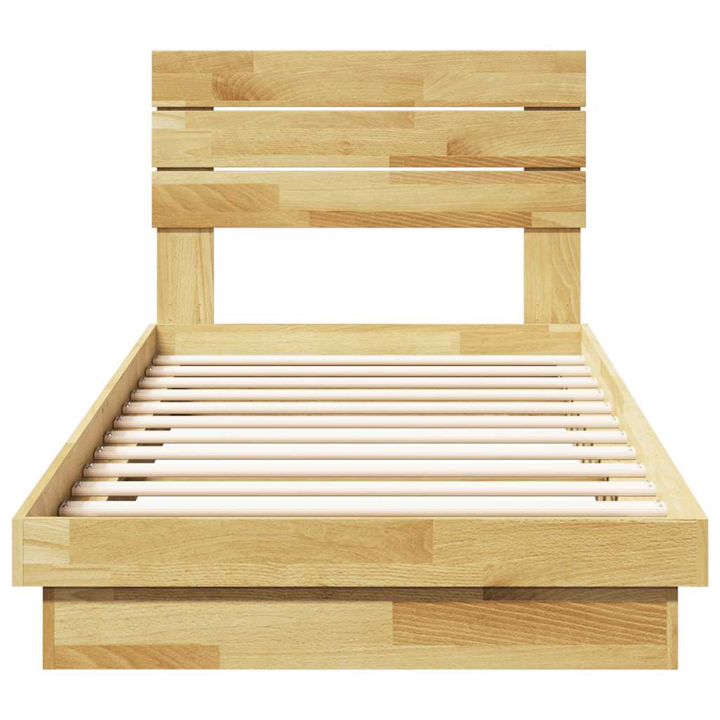 Sengeramme med sengegavl uten madrass 80x200 cm Heltre Eik