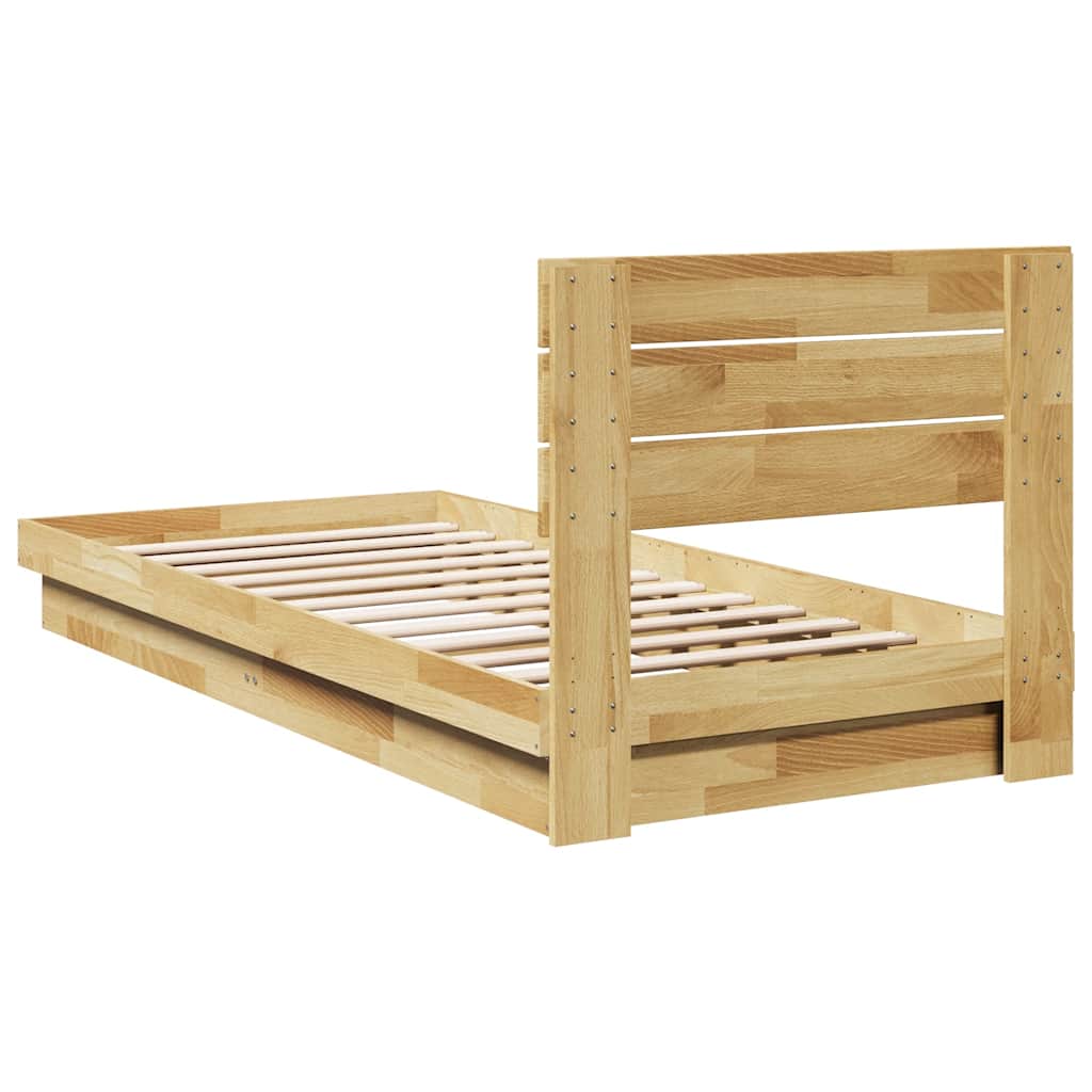Sengeramme med sengegavl uten madrass 80x200 cm Heltre Eik