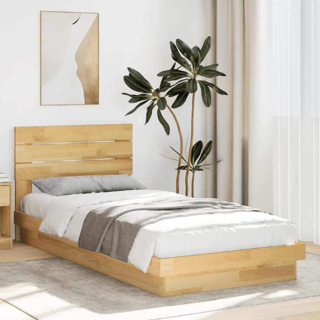 Sengeramme med sengegavl uten madrass 80x200 cm Heltre Eik
