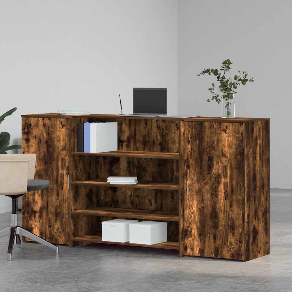 Resepsjonspult røkt eik 200x50x103,5 cm konstruert tre