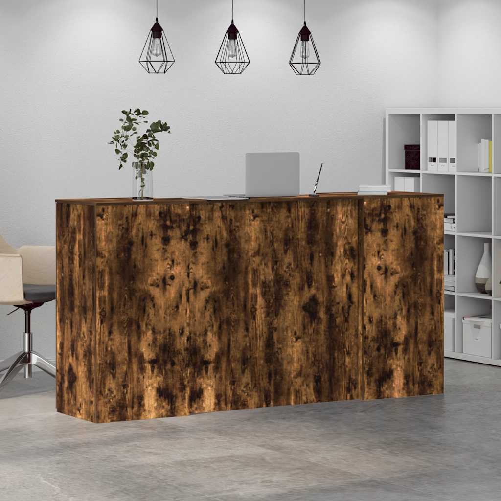 Resepsjonspult røkt eik 200x50x103,5 cm konstruert tre