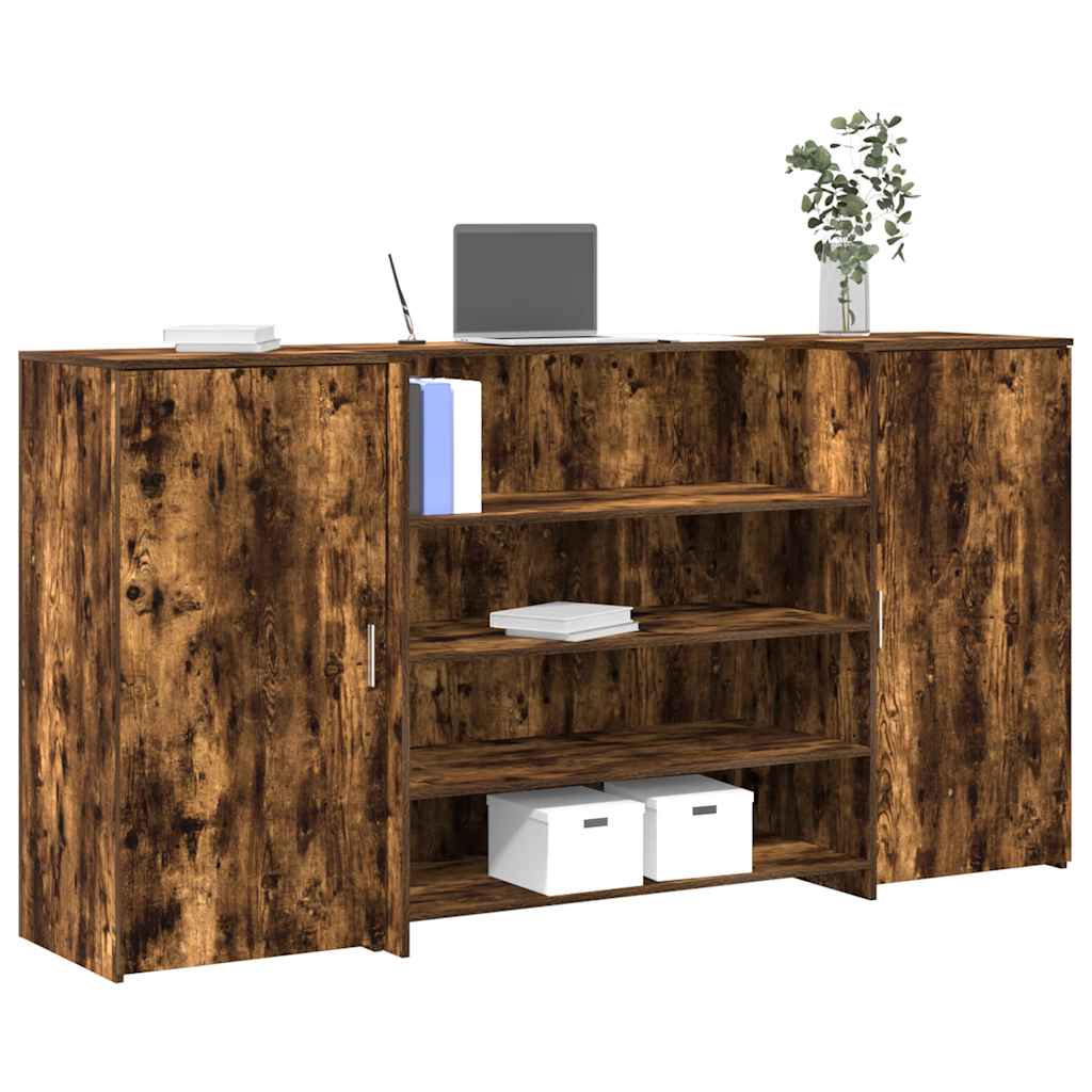 Resepsjonspult røkt eik 200x50x103,5 cm konstruert tre