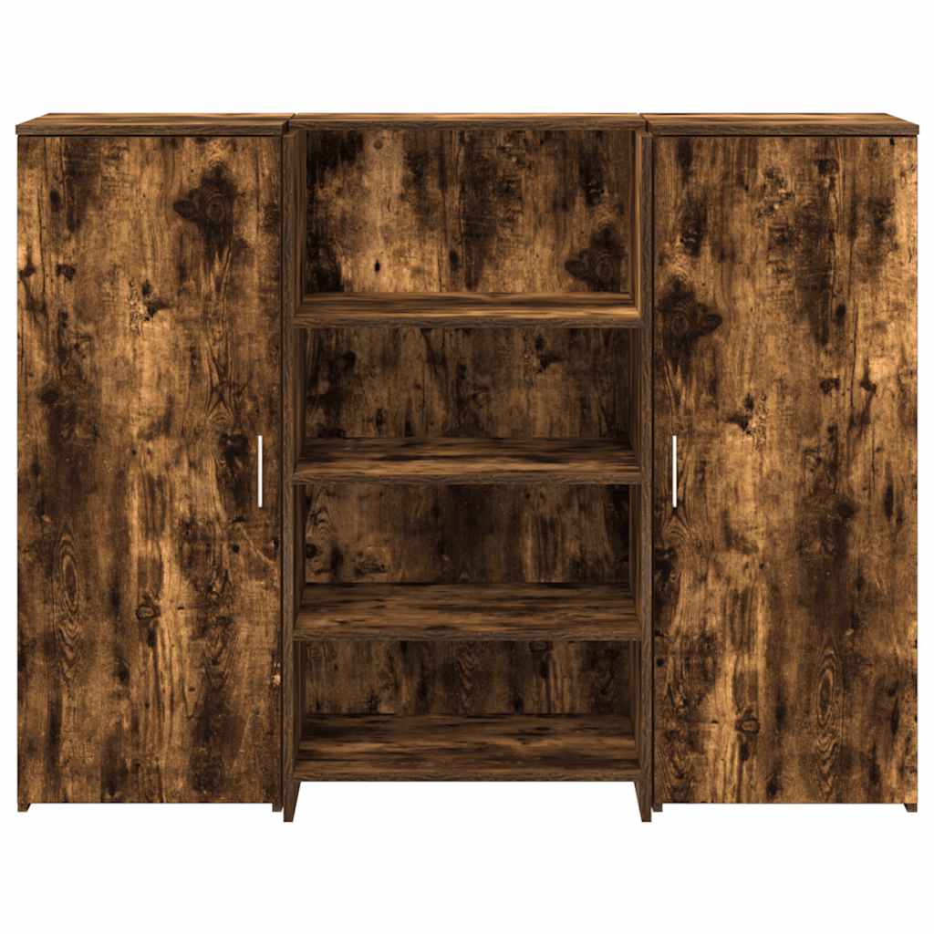 Resepsjonspult røkt eik 135x50x103,5 cm konstruert tre