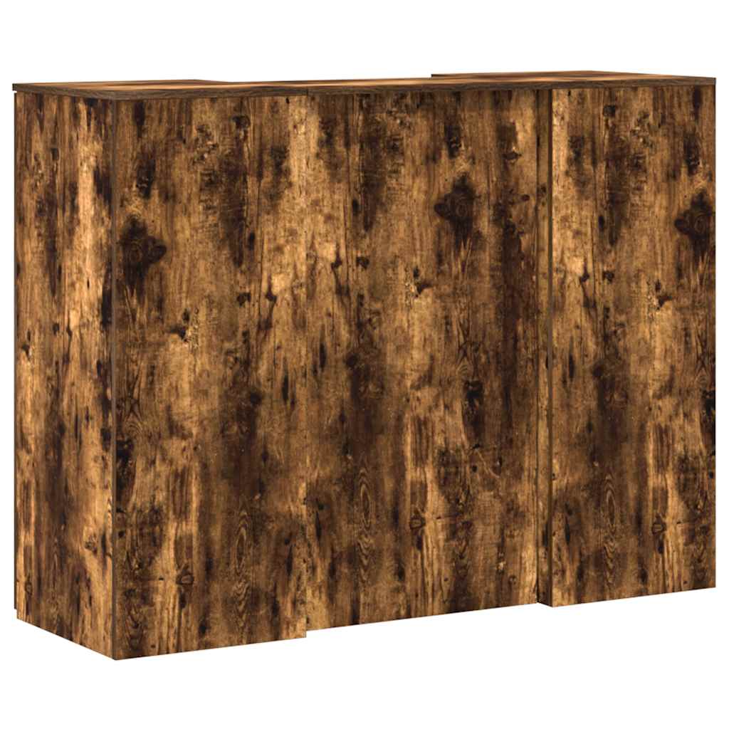 Resepsjonspult røkt eik 135x50x103,5 cm konstruert tre