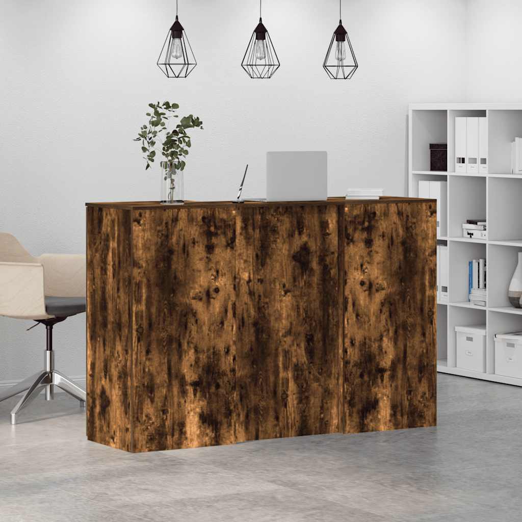 Resepsjonspult røkt eik 155x50x103,5 cm konstruert tre