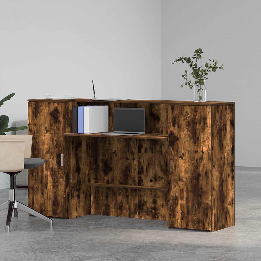 Resepsjonspult røkt eik 180x50x103,5 cm konstruert tre