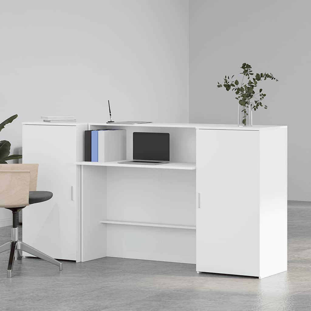Resepsjonspult hvit 200x50x103,5 cm konstruert tre