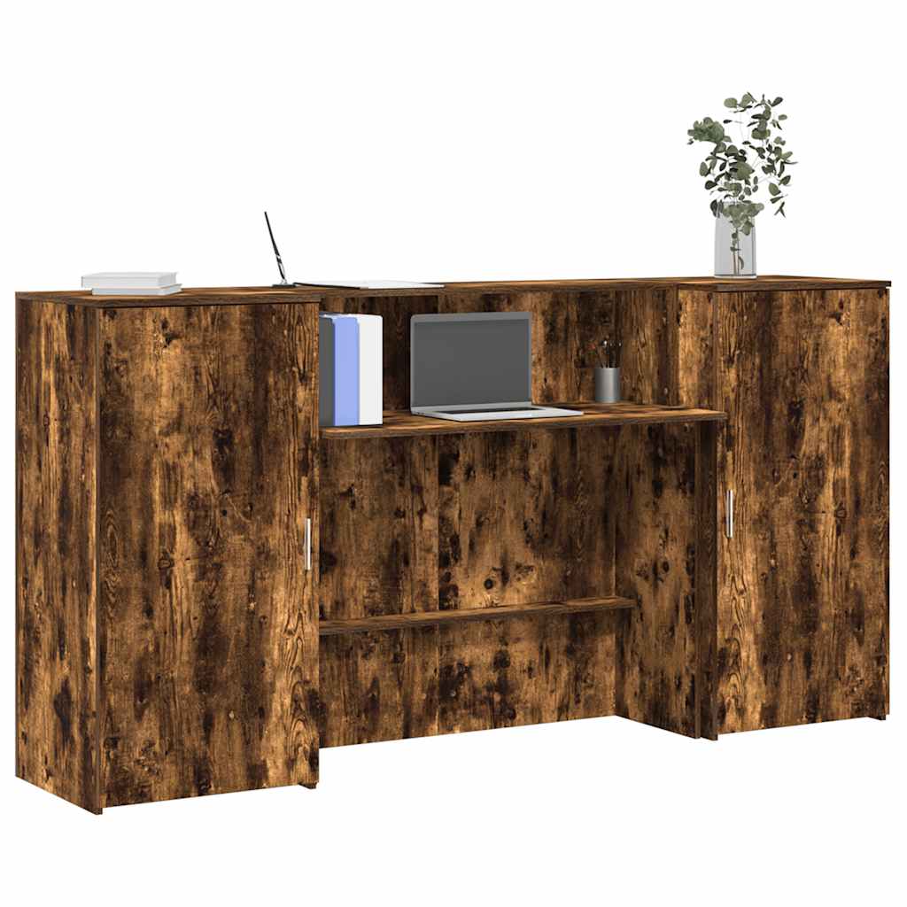 Resepsjonspult røkt eik 200x50x103,5 cm konstruert tre