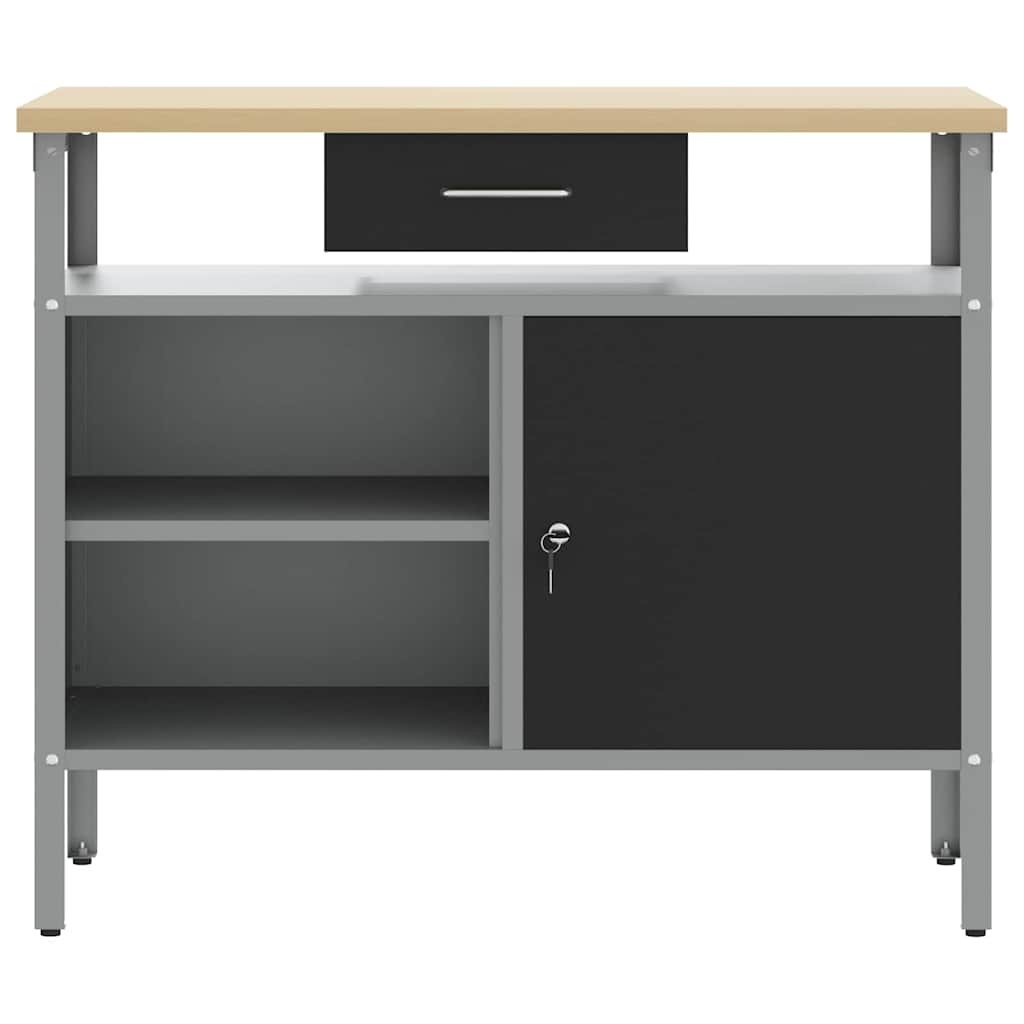 Arbeidsbenk med skuff med hylle Svart og Grå 100 x 55 x 85 cm