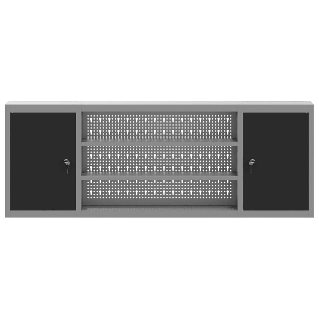 Verktøyskab med hylle med lagring Svart og Grå 50 x 20 x 55 cm vidaXL