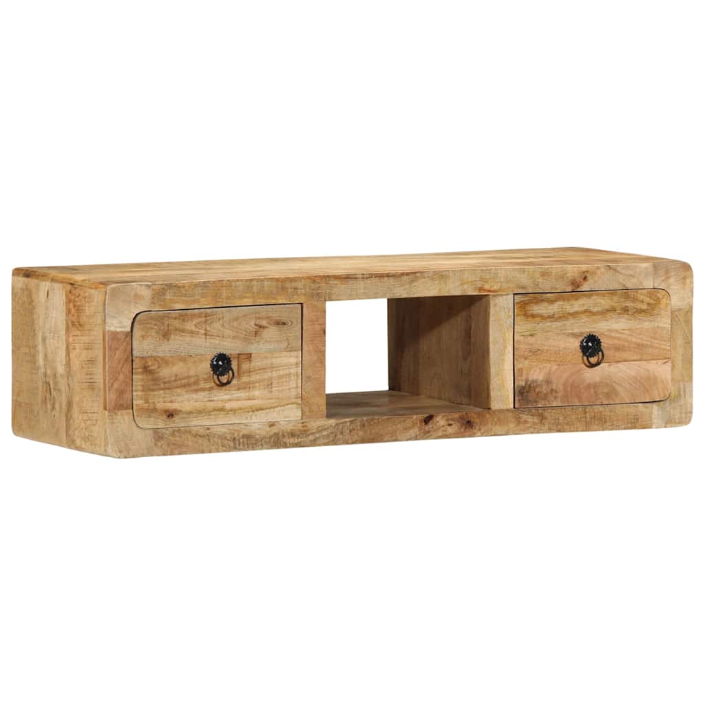Veggmontert TV-benk 100x32x25 cm grovt heltre mangotre