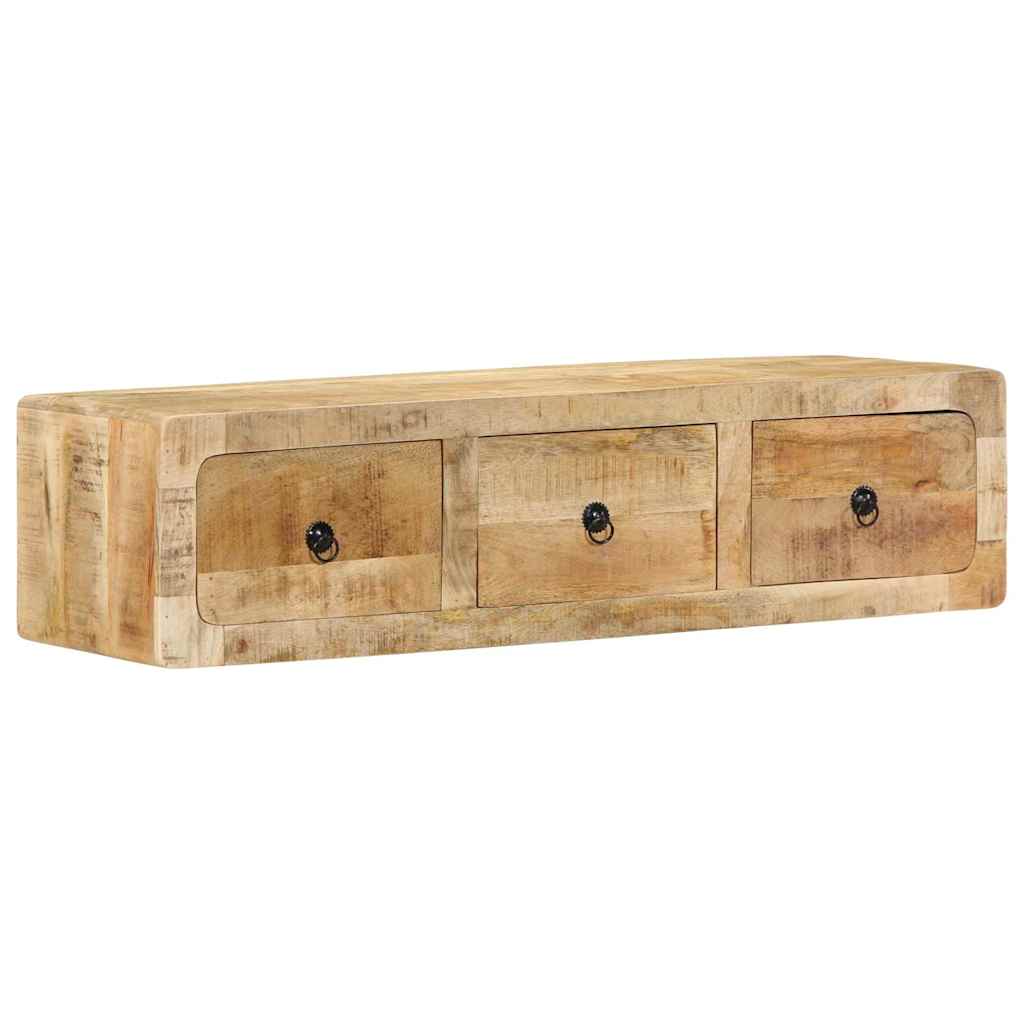 Veggmontert TV-benk 100x32x25 cm grovt heltre mangotre