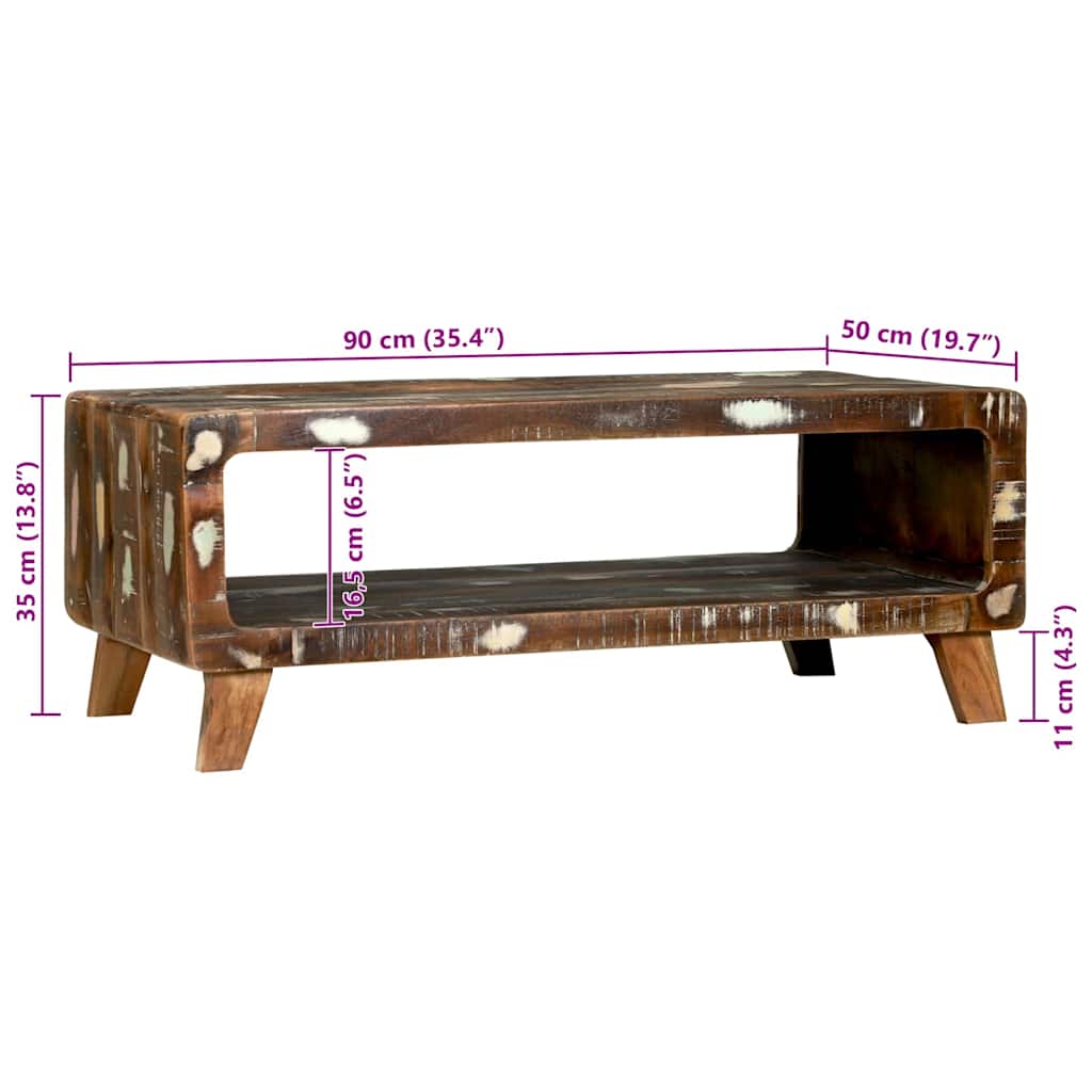 Kaffebord Flerfarget 90 x 50 x 35 cm Massiv Reclaim Tre