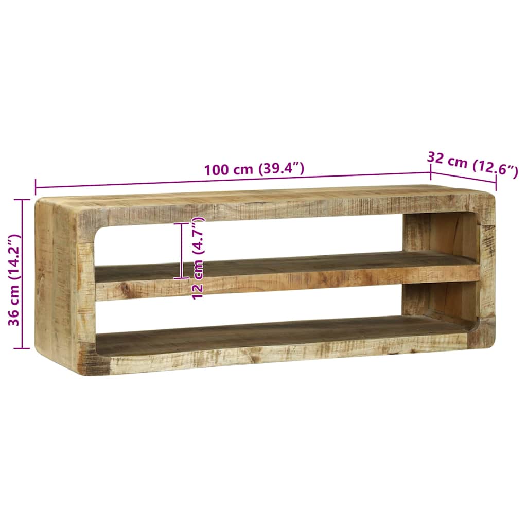 TV-skap med hylle Brun 100 x 32 x 36 cm Massivt mangotre