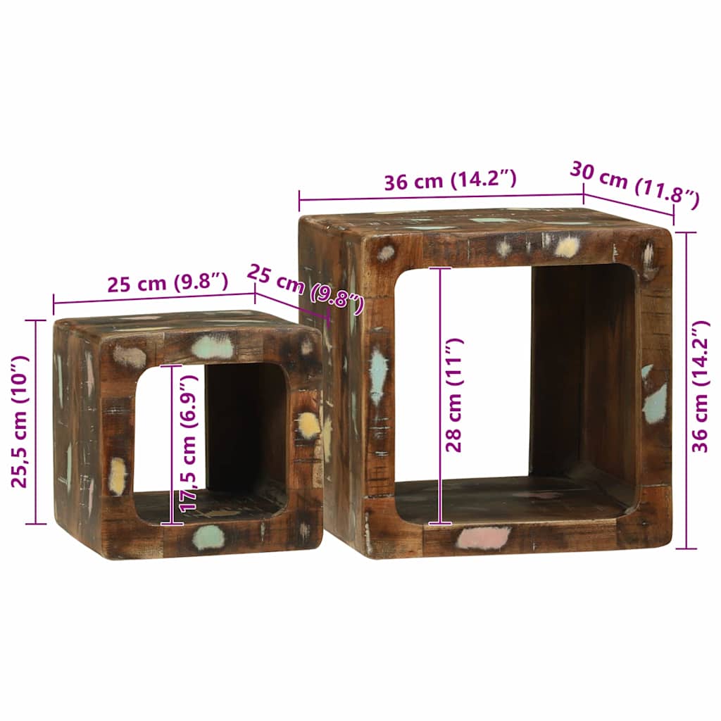 TV Enheter 2 pcs Flerfarget 36 x 30 x 36 cm Massiv Reclaim Tre