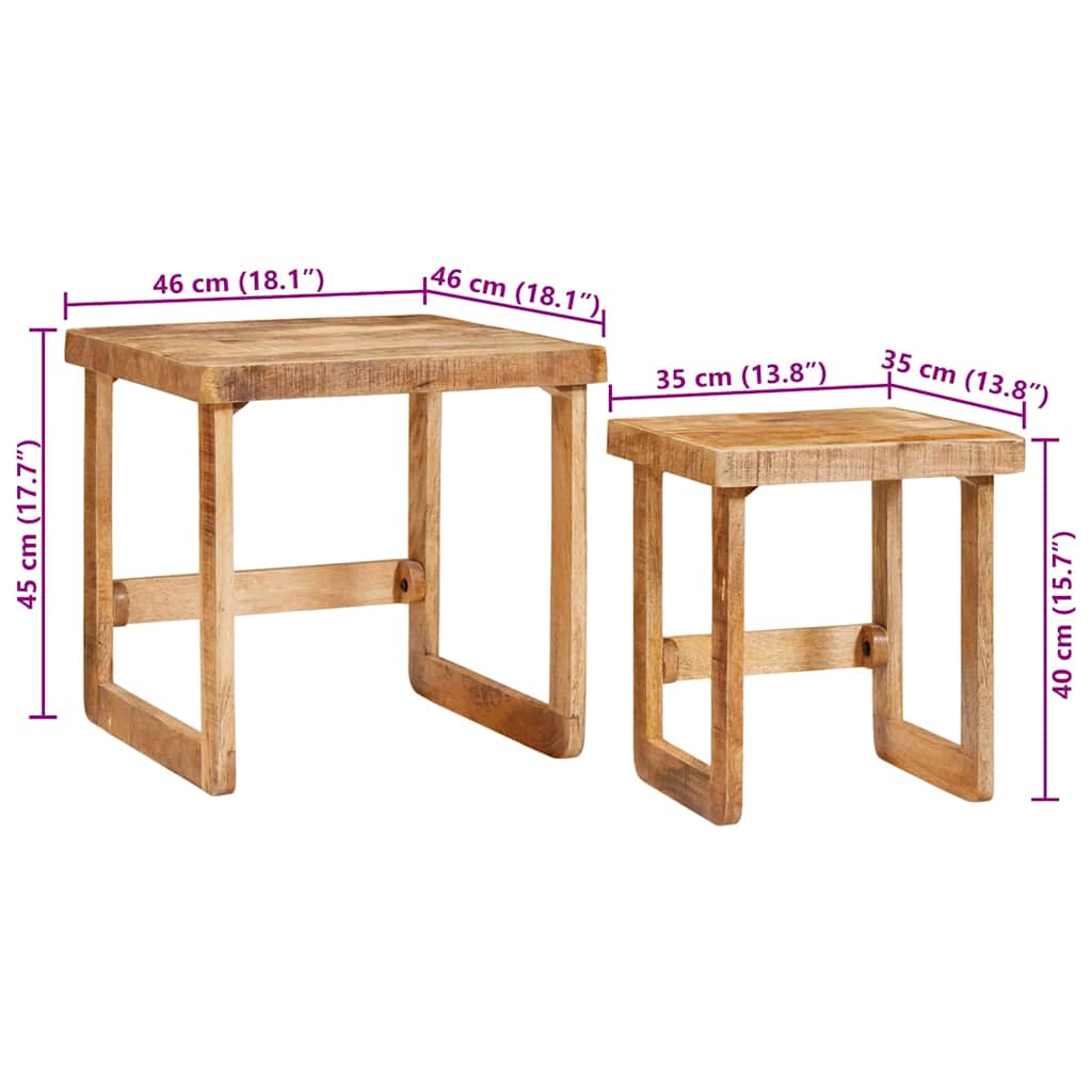 Stablingsbord 2 pcs Brun 46 x 46 x 45 cm Massiv mango tre