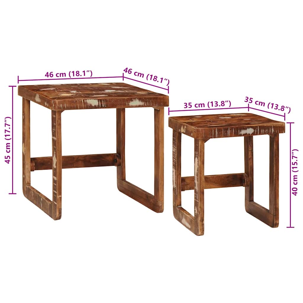 Stablingsbord 2 pcs Brun 46 x 46 x 45 cm Massiv Reclaim Tre