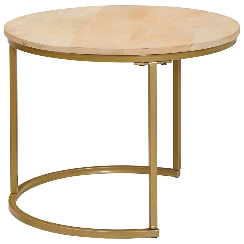 Nestende Kaffebord 3 pcs Brun Massivt mangotre og stål
