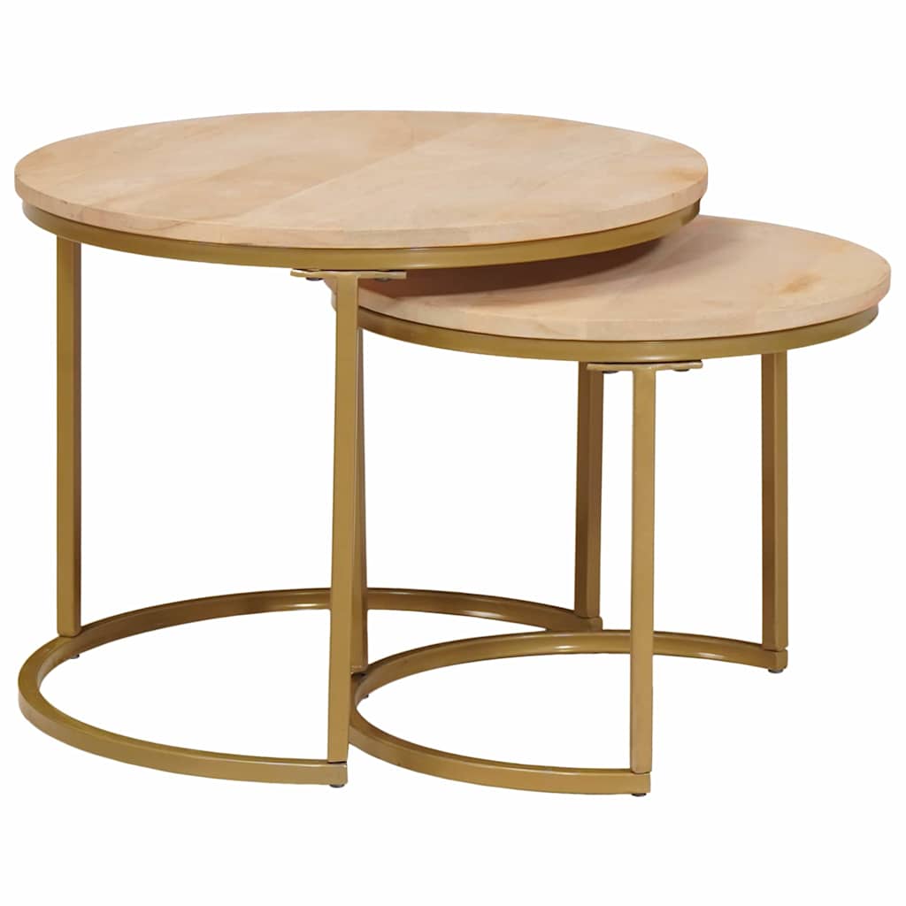 Nestende Kaffebord 2 pcs Brun Massivt mangotre og stål