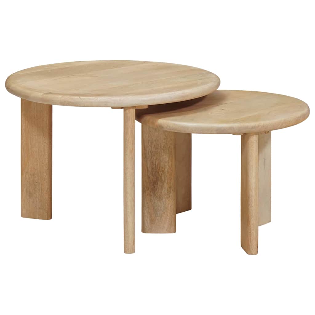 Nestende Kaffebord 2 pcs Svart Massiv mango tre