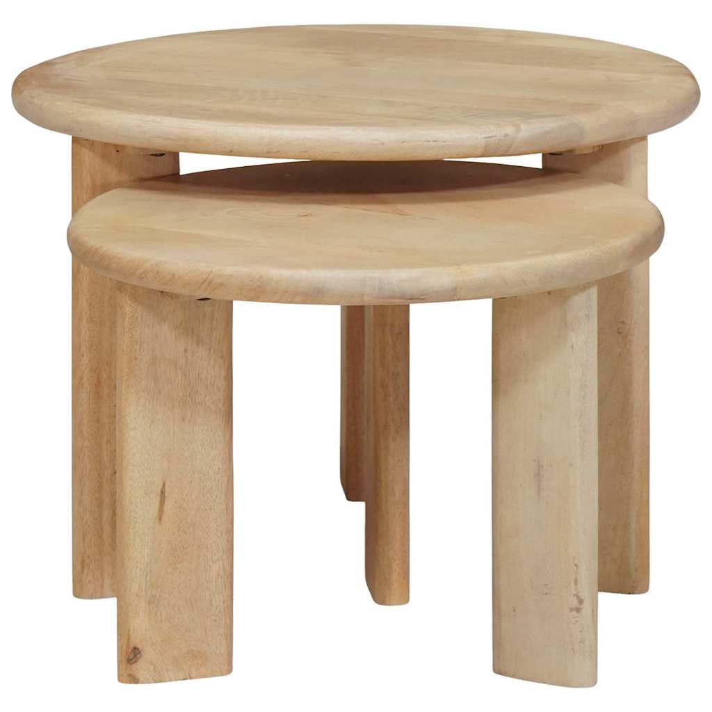 Nestende Kaffebord 2 pcs Svart Massiv mango tre