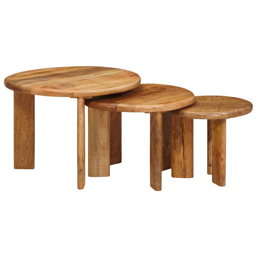 Nestende Kaffebord 3 pcs Brun Massiv mango tre