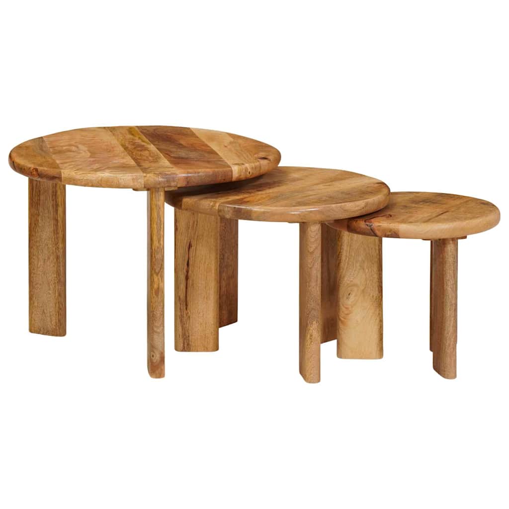 Nestende Kaffebord 3 pcs Brun Massiv mango tre
