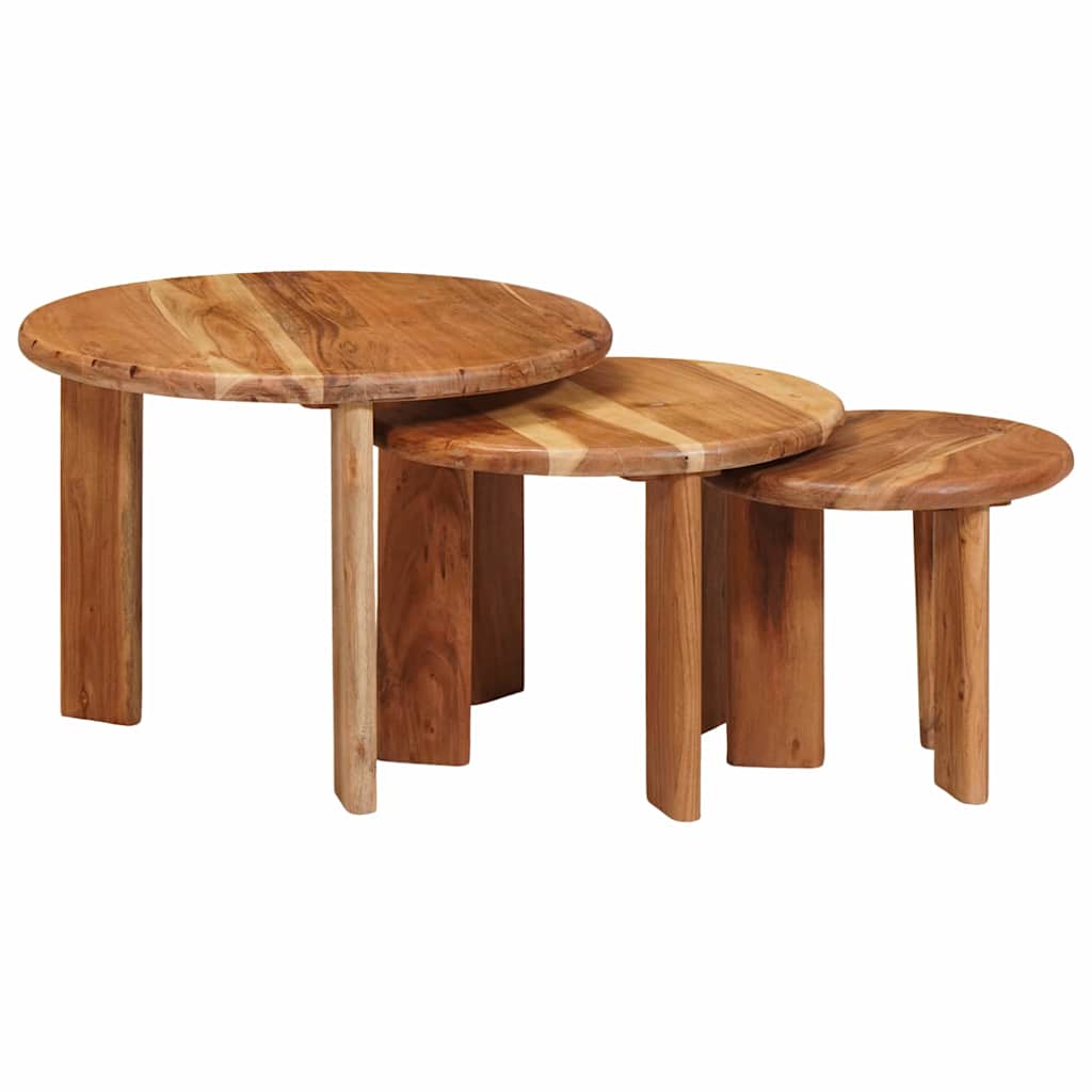 Nestende Kaffebord 3 pcs Brun Solid akasietre
