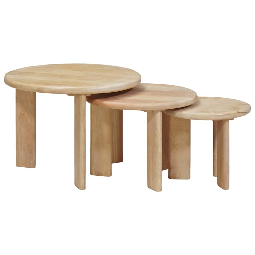 Nestende Kaffebord 3 pcs Svart Massiv mango tre