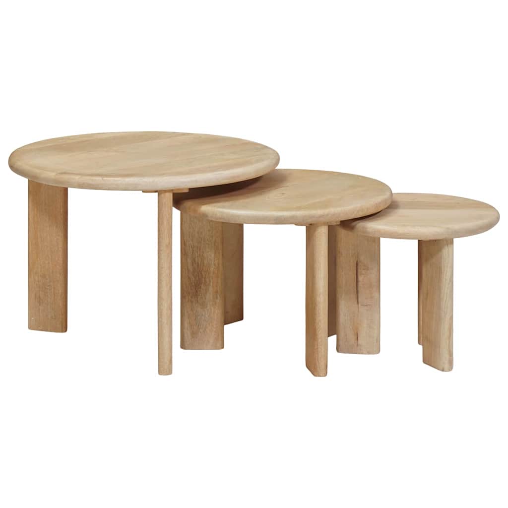 Nestende Kaffebord 3 pcs Svart Massiv mango tre