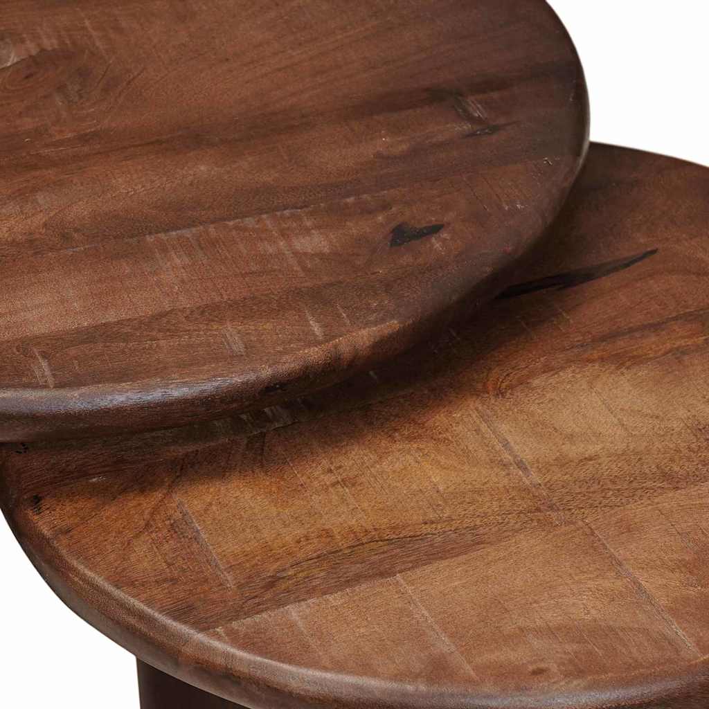Nestende Kaffebord 3 pcs Mørk brun Massiv mango tre