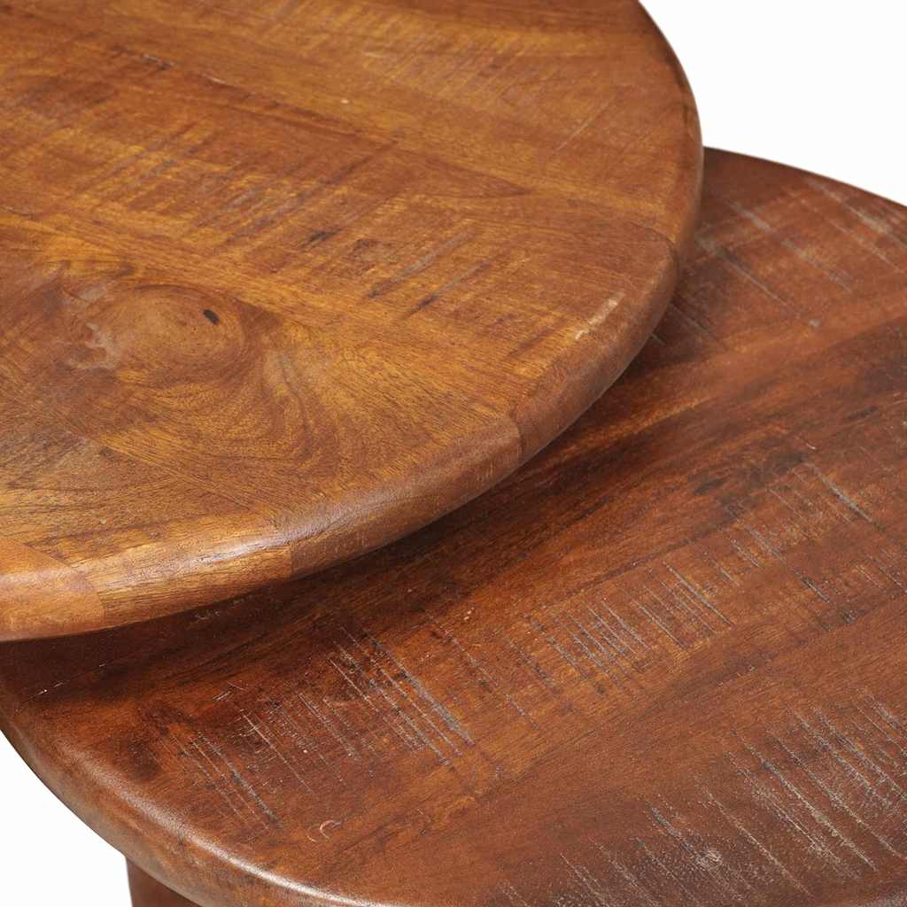 Nestende Kaffebord 3 pcs Honning brun Massiv mango tre