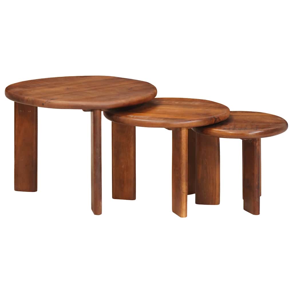 Nestende Kaffebord 3 pcs Honning brun Massiv mango tre
