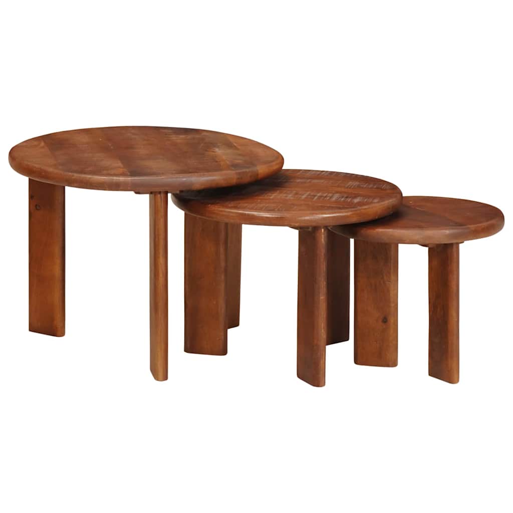 Nestende Kaffebord 3 pcs Honning brun Massiv mango tre