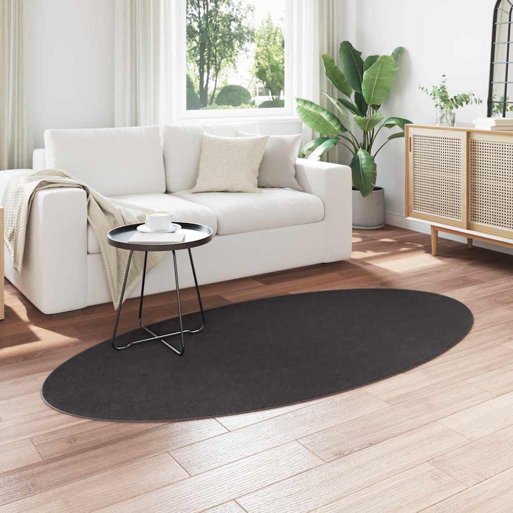 Områdetepper Oval HUARTE Antrasitt 100 x 200 cm 100% Polyester