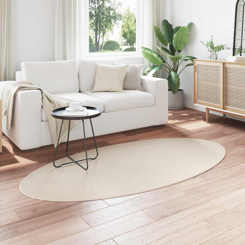 Områdetepper Oval HUARTE Beige 100 x 200 cm 100% Polyester