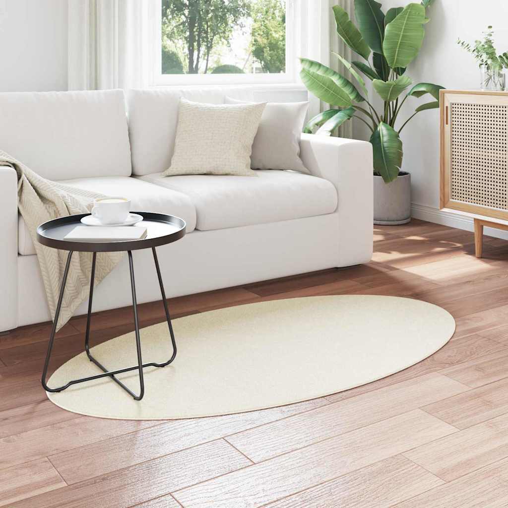 Områdetepper Oval HUARTE Krem 80 x 150 cm 100% Polyester