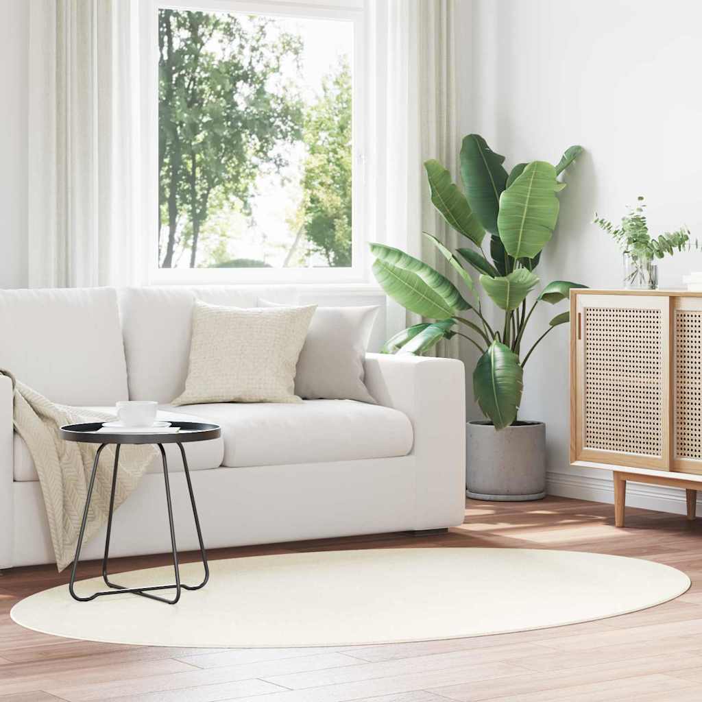 Områdetepper Oval HUARTE Krem 140 x 200 cm 100% Polyester