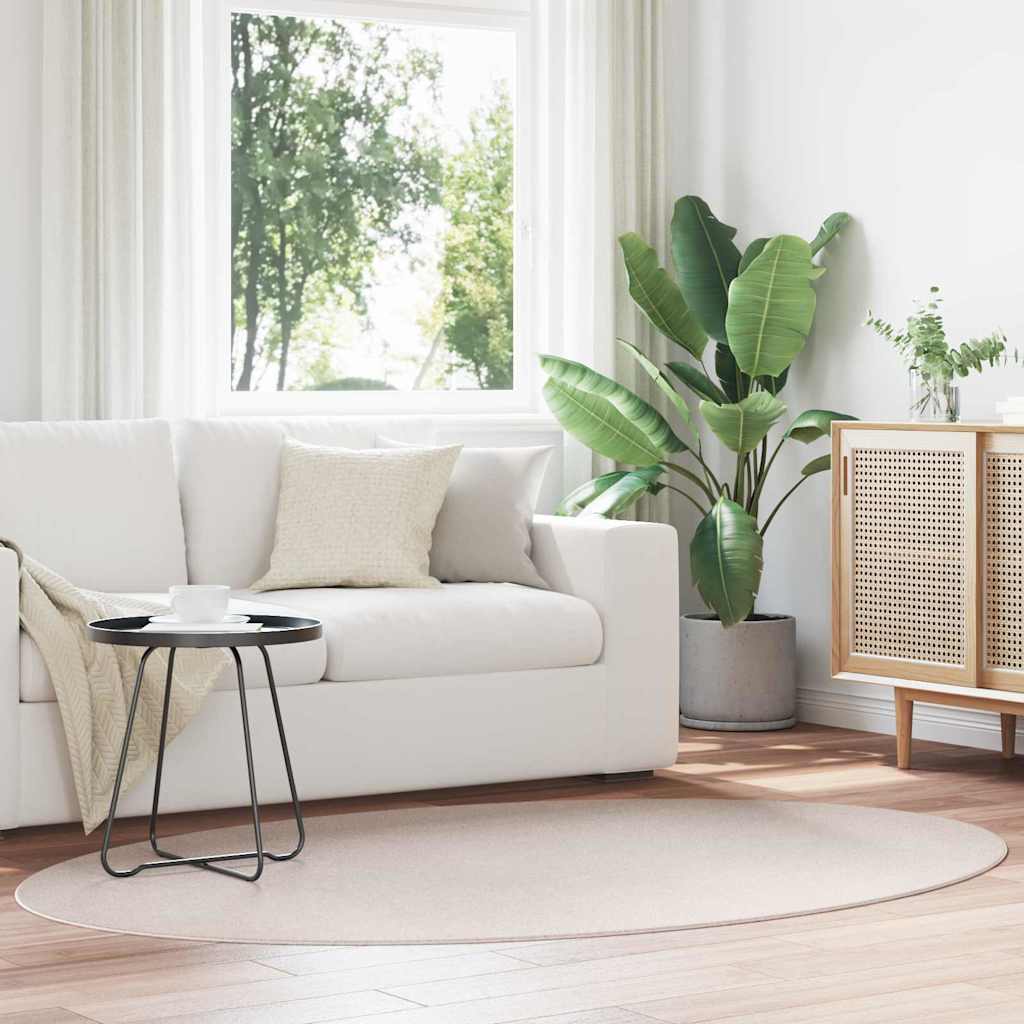 Områdetepper Oval HUARTE sand 140 x 200 cm 100% Polyester vidaXL