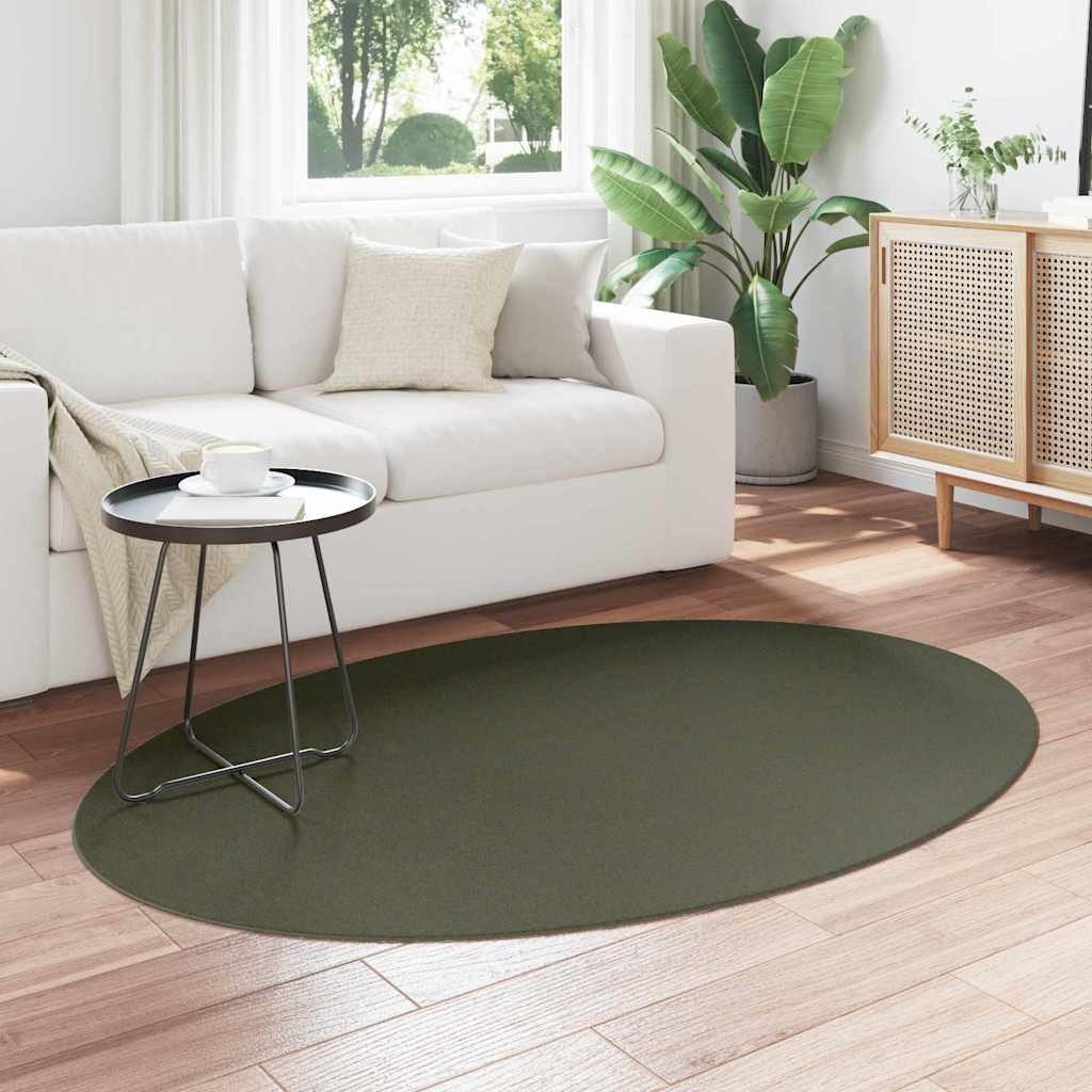 Områdetepper Oval HUARTE Skoggrønn 170 x 120 cm 100% Polyester