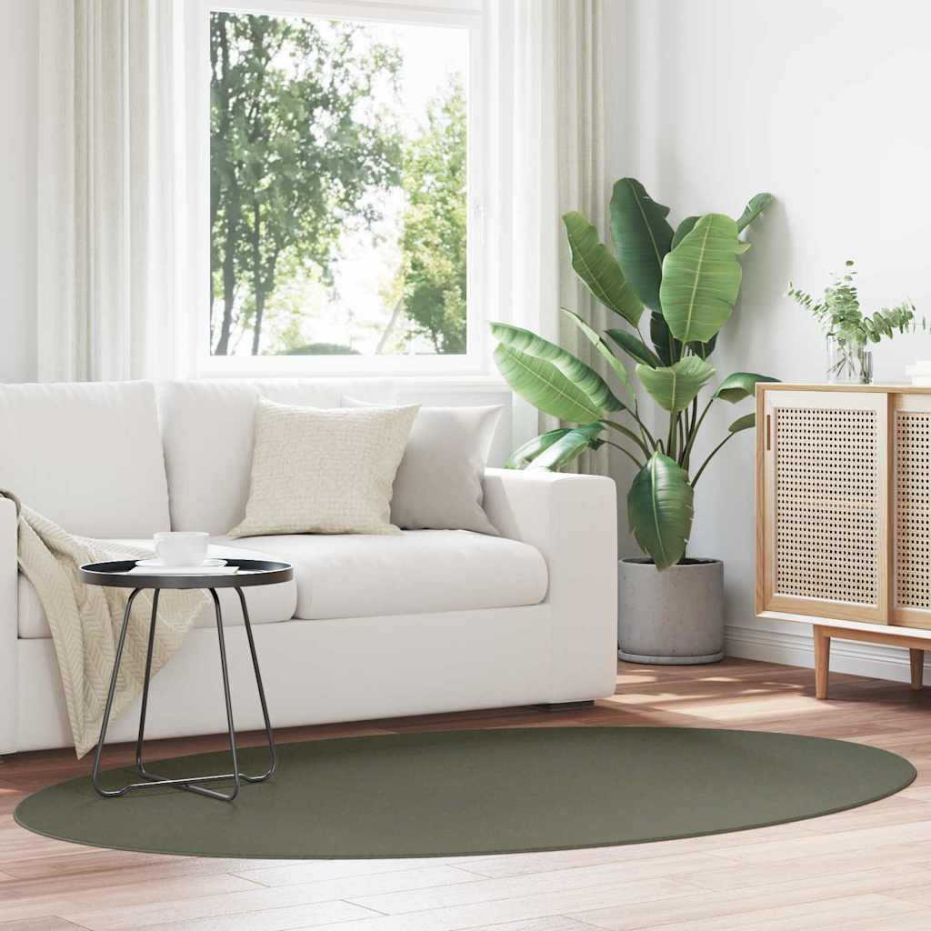 Områdetepper Oval HUARTE Skoggrønn 140 x 200 cm 100% Polyester