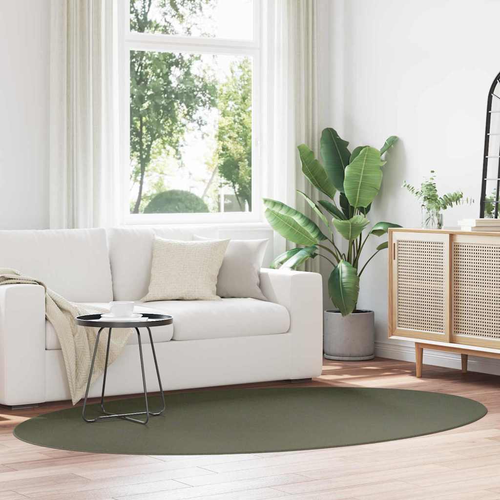 Områdetepper Oval HUARTE Skoggrønn 160 x 230 cm 100% Polyester