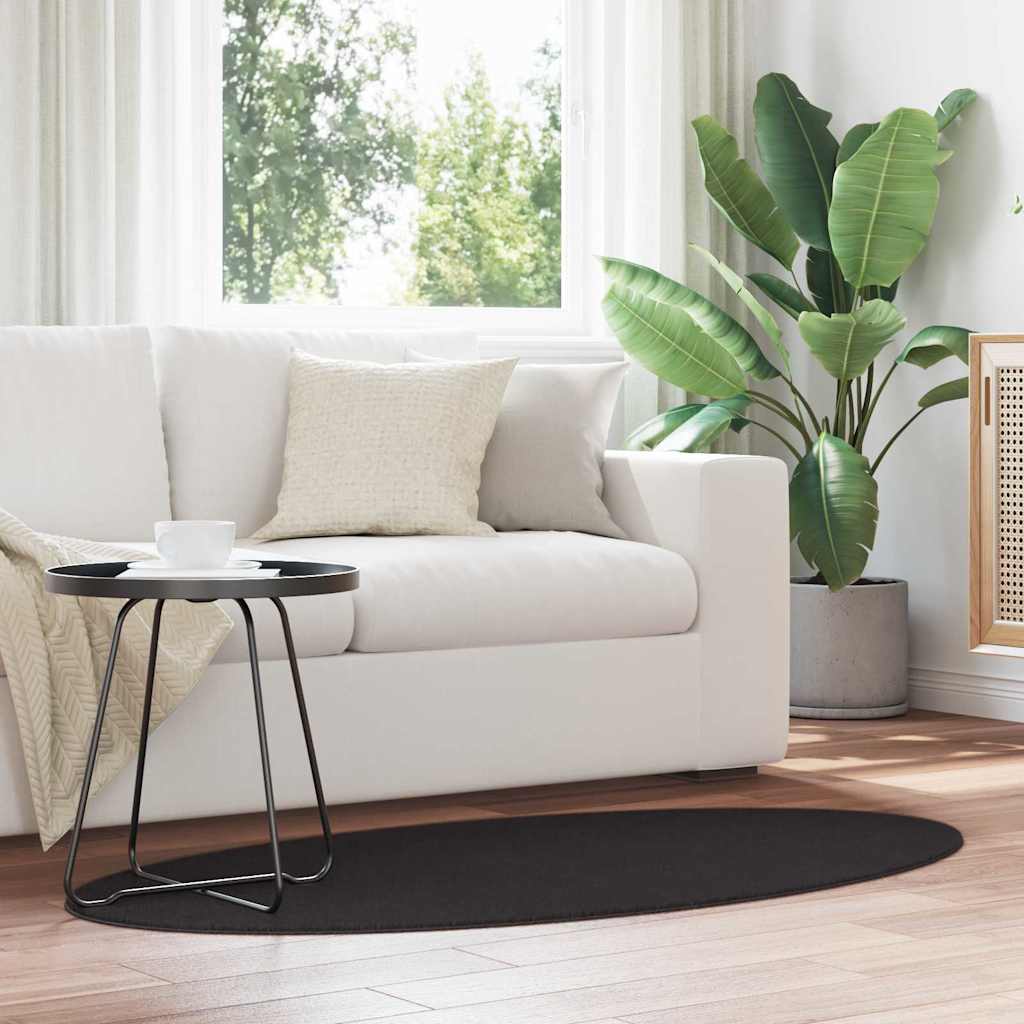 Områdetepper Oval HUARTE Svart 80 x 150 cm 100% Polyester