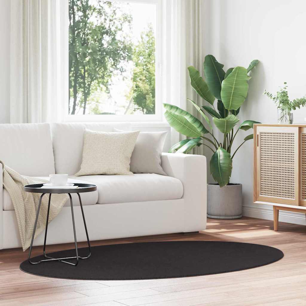 Områdetepper Oval HUARTE Svart 100 x 200 cm 100% Polyester