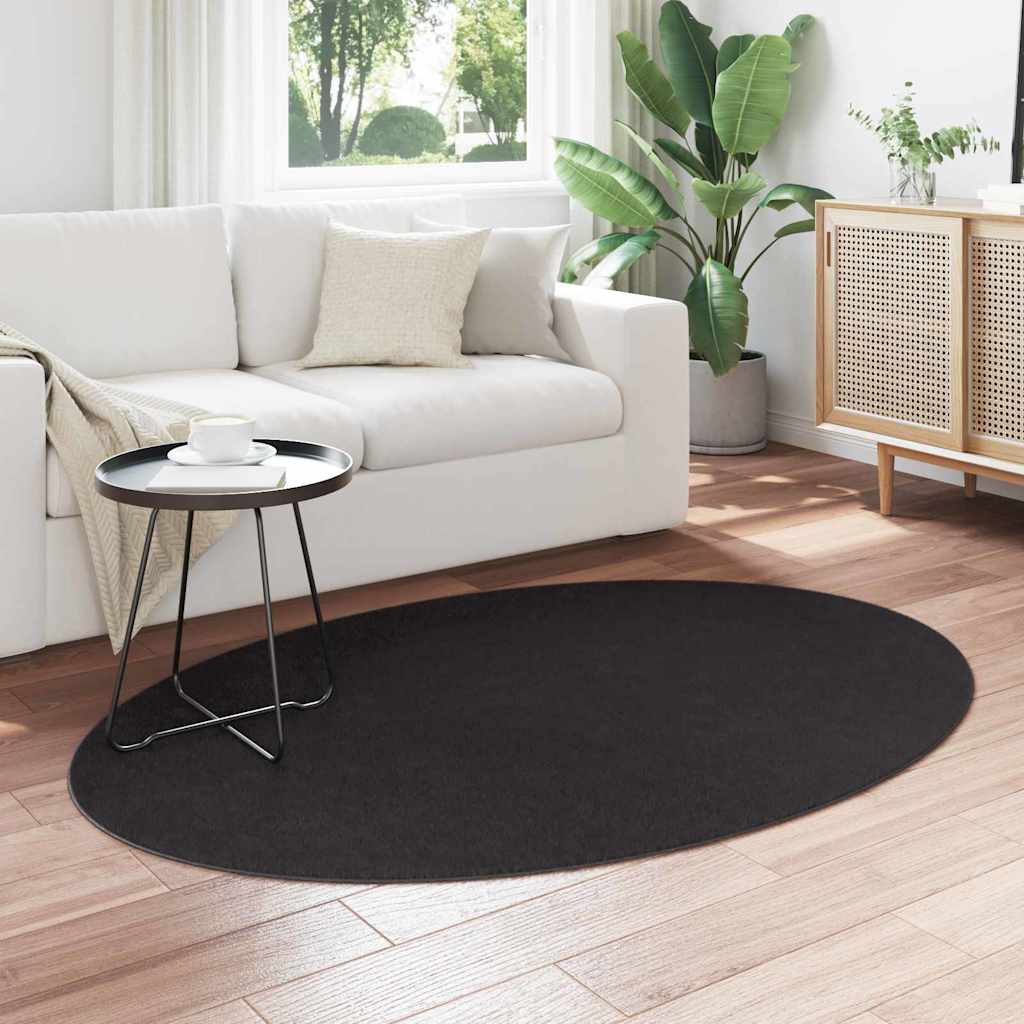 Områdetepper Oval HUARTE Svart 120 x 170 cm 100% Polyester