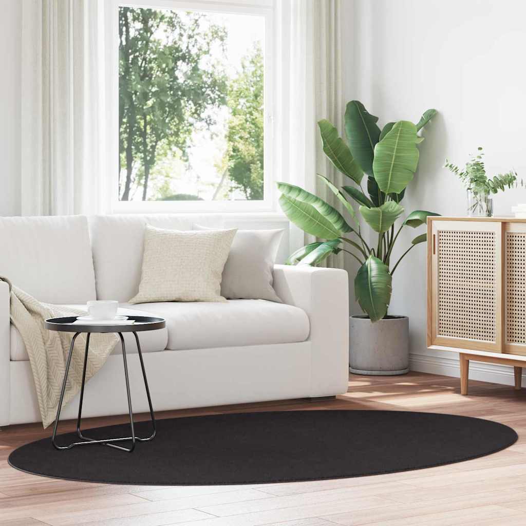 Områdetepper Oval HUARTE Svart 140 x 200 cm 100% Polyester