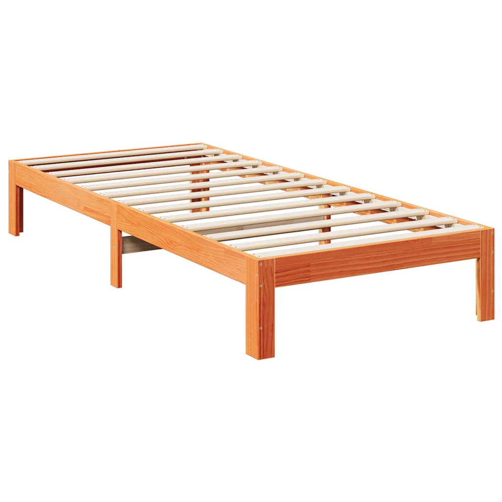 Sengeramme uten madrass voksbrun 90x200 cm heltre furu