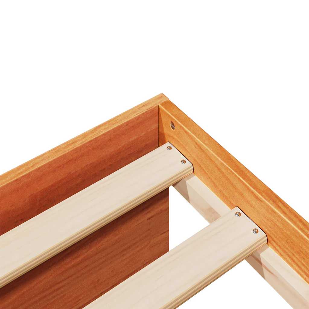 Seng med madrass voksbrun 90x200 cm heltre furu
