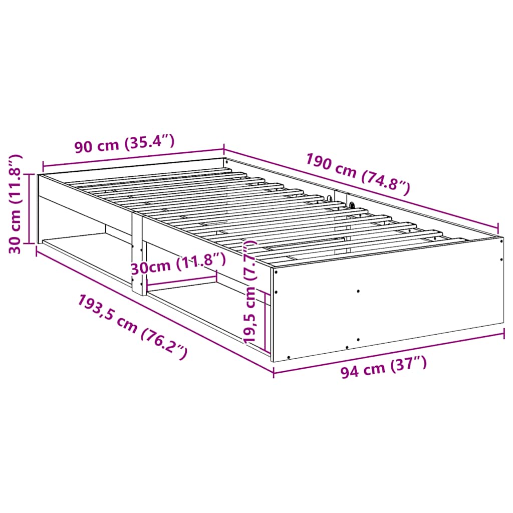 Dagseng uten madrass 90x190 cm heltre furu